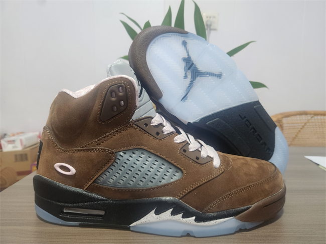 Women's Running Weapon Air Jordan 5 Brown Shoes 039